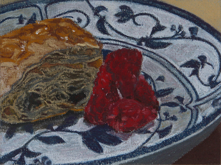 Pain au Chocolat with Raspberries (Soft Pastel on Paper, 122mm x 169mm, 2010)